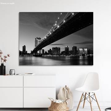 Canvas print New York bridge, Manhattan bridge grayscale