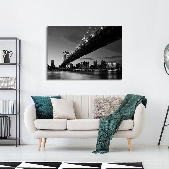 Canvas print New York bridge, Manhattan bridge grayscale