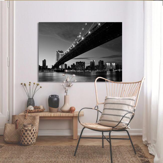 Canvas print New York bridge, Manhattan bridge grayscale