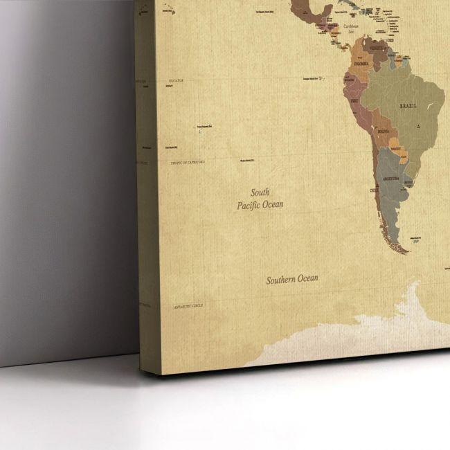 Canvas print World map textured vintage