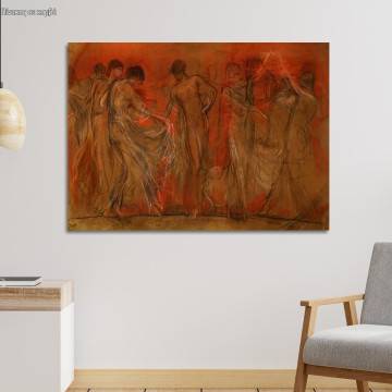 Πίνακας ζωγραφικής Χορός των μουσών, Ν. Γύζης Καμβάς τελαρωμένος