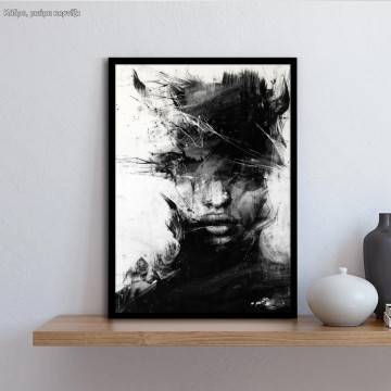 Grayscale Abstract portrait , κάδρο, μαύρη κορνίζα