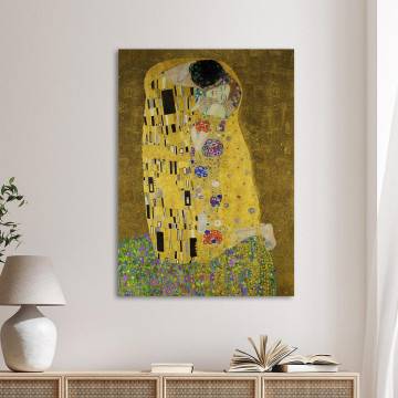 The Kiss painting, Gustav Klimt. Stretched canvas, Art Nouveau style. 2
