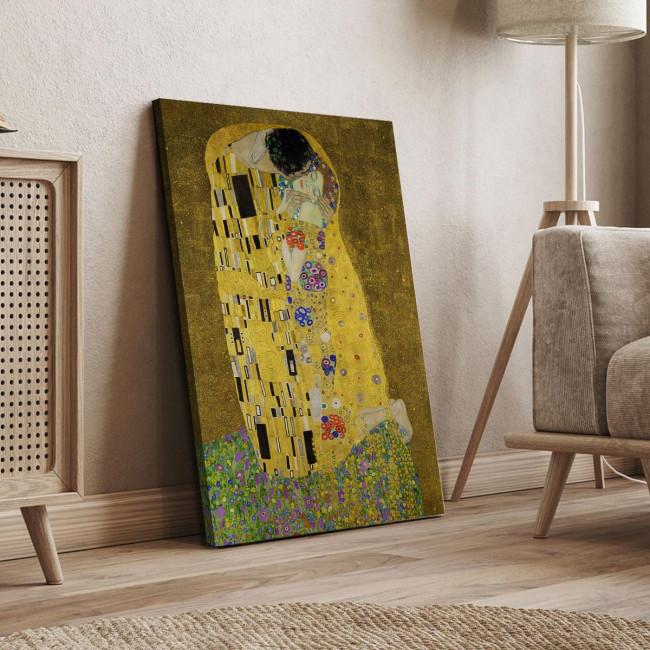 Canvas print The kiss (portrait), Klimt Gustav