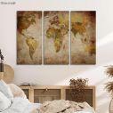 Canvas print World map vintage,3 panels
