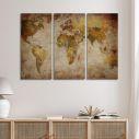 Canvas print World map vintage,3 panels