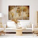 Canvas print World map vintage,3 panels
