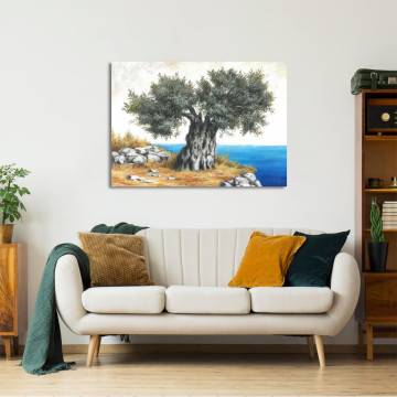 Canvas print Olive tree by the sea Framed canvas View 1 2