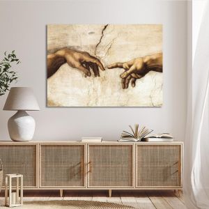 Πίνακας ζωγραφικής The creation of Adam Michelangelo Καμβάς τελαρωμένος Όψη 1 2