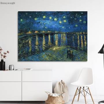Πίνακας ζωγραφικής Starry night over the Rhône, Vincent van Gogh, αντίγραφο σε καμβά 1