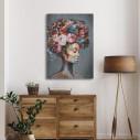 Canvas print, Flowered woman on gray