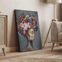 Canvas print, Flowered woman on gray