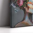 Πίνακας σε καμβά, Flowered woman on gray