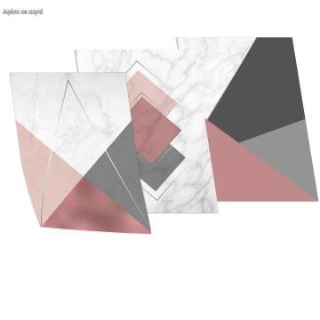 Geometric triangles V  τρίπτυχο, κάδρο, μαύρη κορνίζα 2