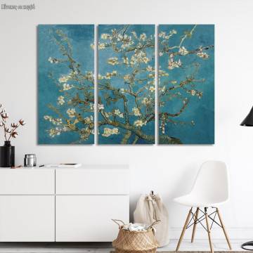 Canvas print Blossoming almond tree, Vincent van Gogh, 3 panels