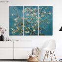 Canvas print Blossoming almond tree, Vincent van Gogh, 3 panels