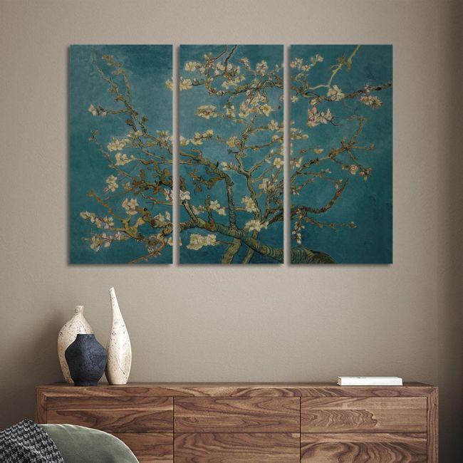 Πίνακας σε καμβά Blossoming almond tree, Vincent van Gogh, τρίπτυχος 4