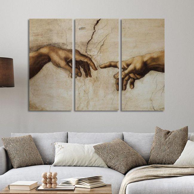 Canvas print The creation of Adam, Michelangelo,3 panels