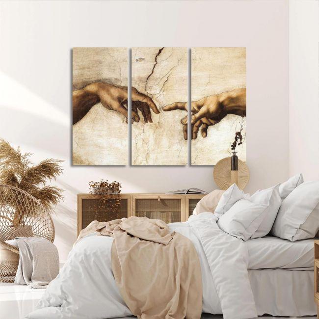 Canvas print The creation of Adam, Michelangelo,3 panels