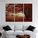 Canvas print Red forest,3 panels