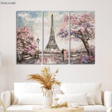 Πίνακας σε καμβά Παρίσι, Street View of Paris, τρίπτυχος 1
