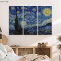 Πίνακας σε καμβά Starry night, van Gogh Vincent, τρίπτυχος