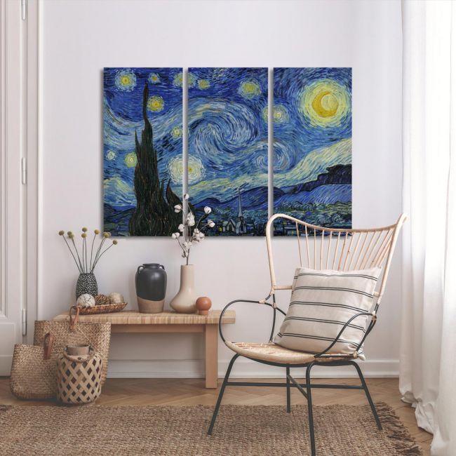 Canvas print Starry night, van Gogh Vincent,3 panels
