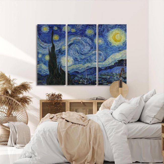 Canvas print Starry night, van Gogh Vincent,3 panels