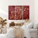 Canvas print Blossoming almond tree (red), Vincent van Gogh, 3 panels