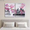 Canvas print Spring Japanese scenery, two panels