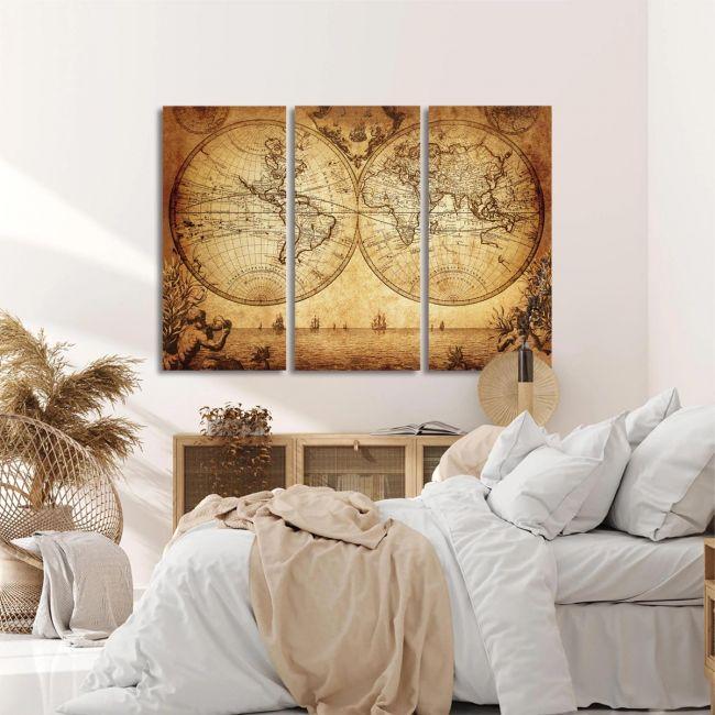 Canvas print Vintage world map 1733,3 panels