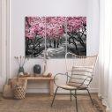 Canvas print Pink Blossoms central park,3 panels
