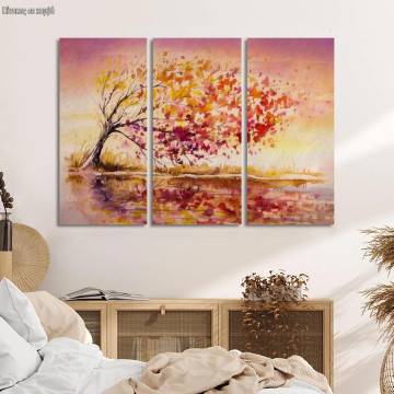 Canvas print Autumn wind tree,3 panels