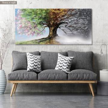 Canvas print Four season tree, panoramic