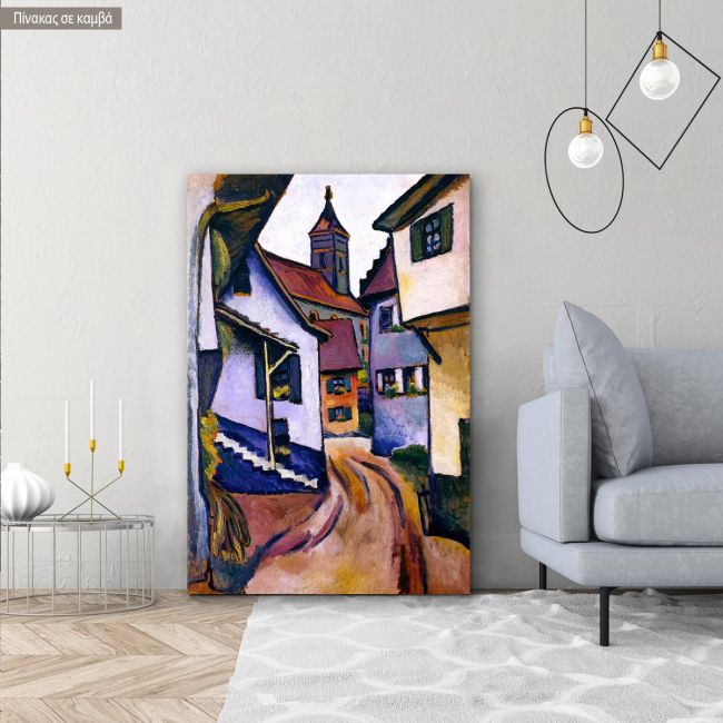 Canvas print Street with church in Kander, Macke August