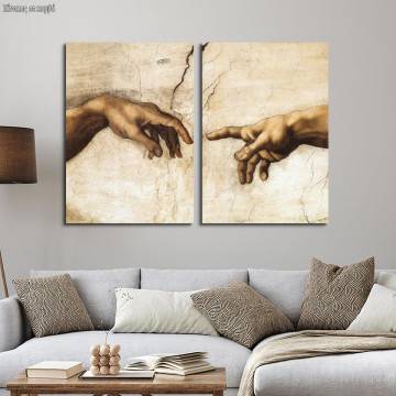 Canvas print The creation of Adam, Michelangelo, two panels
