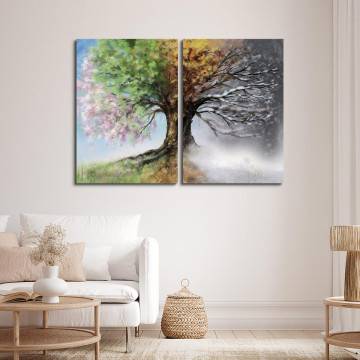 Πίνακας σε καμβά Four season tree, δίπτυχος 1 2