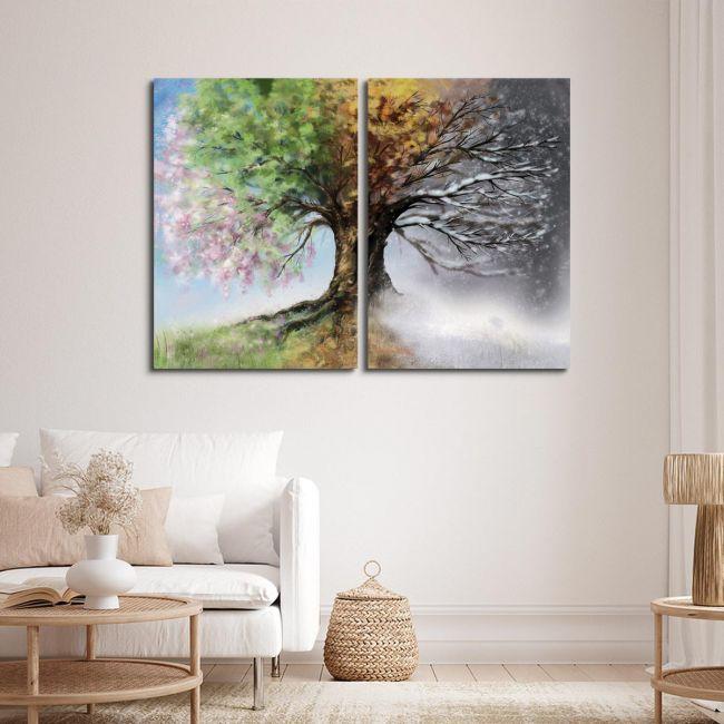 Πίνακας σε καμβά Four season tree, δίπτυχος 2