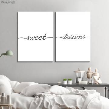 Πίνακας σε καμβά Sweet dreams minimal, δίπτυχος