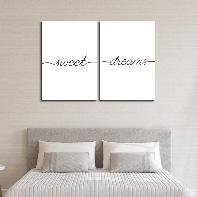 Πίνακας σε καμβά Sweet dreams minimal, δίπτυχος 1