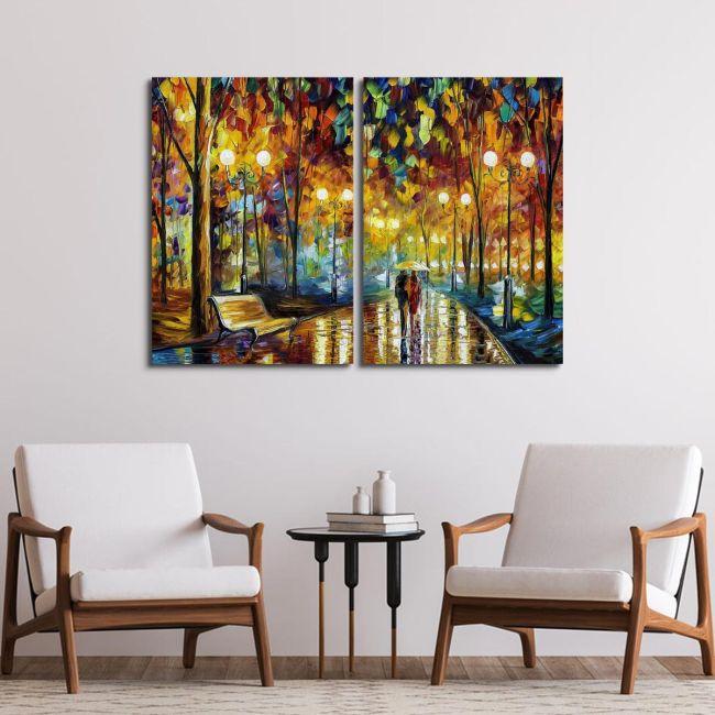 Canvas print Rain reflections, two panels