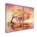 Canvas print Autumn tree wind, two panels