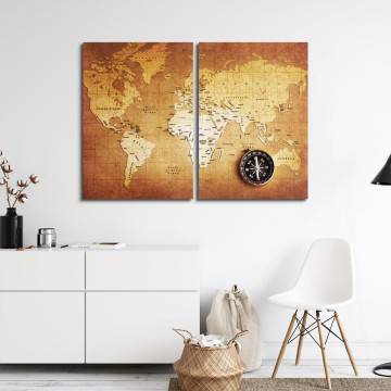 Canvas print World map, two panels 2