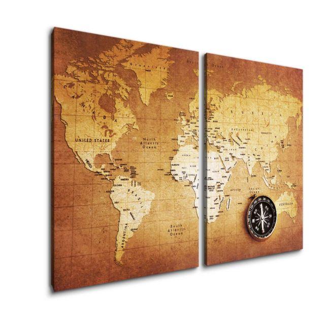 Canvas print World map, two panels