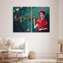 Πίνακας σε καμβά Butterfly Frida, δίπτυχος