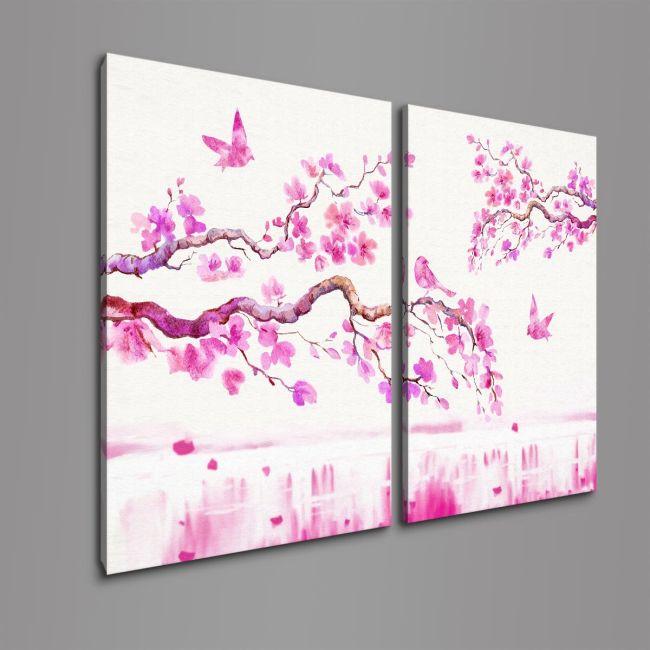 Πίνακας σε καμβά Blossom cherries, δίπτυχος, κοντινό