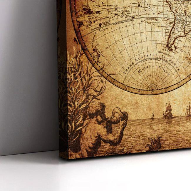 Canvas print Vintage world map 1733, two panels
