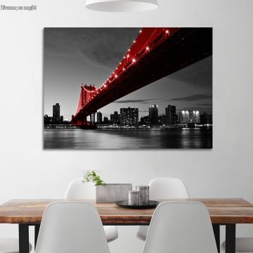 Canvas print Manhattan bridge, Red Manhattan bridge