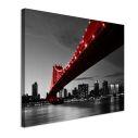 Canvas print Manhattan bridge, Red Manhattan bridge