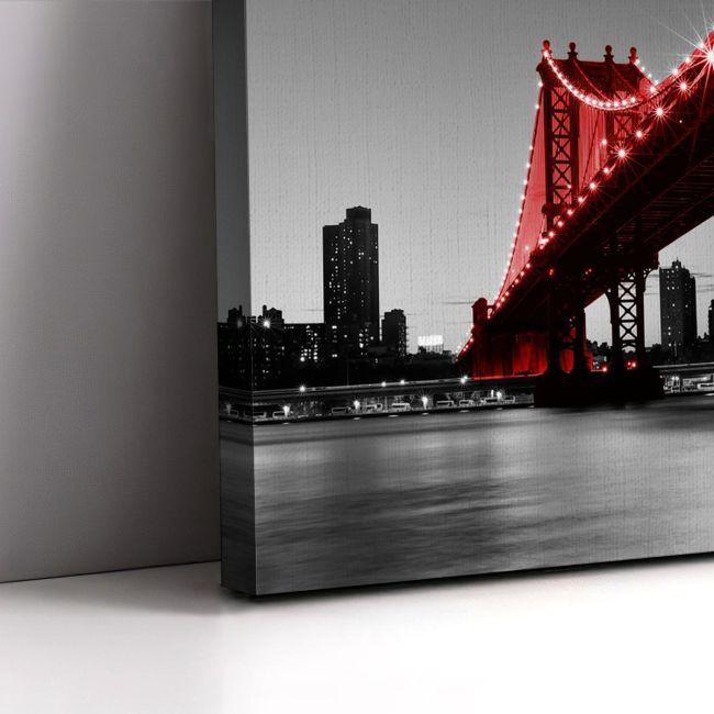 Πίνακας σε καμβά Μανχάταν γέφυρα, Red Manhattan bridge